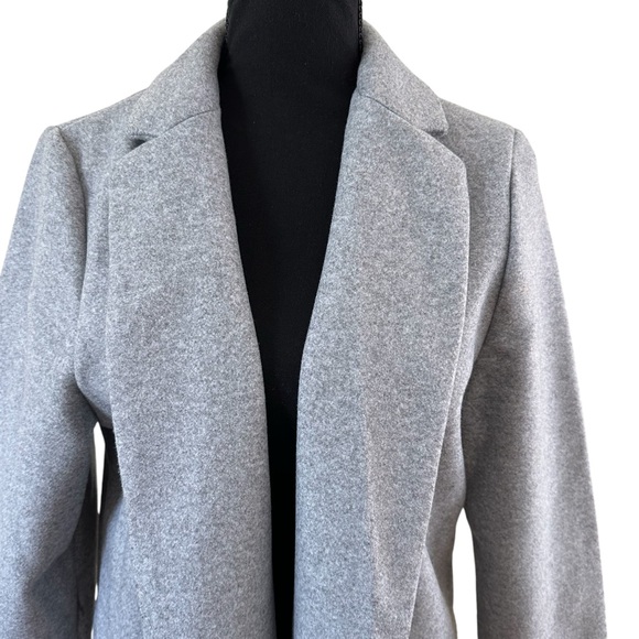Zara Women’s Gray Mid- Length Open Front Wool Like Overcoat With Pockets Size XL - Picture 2 of 7